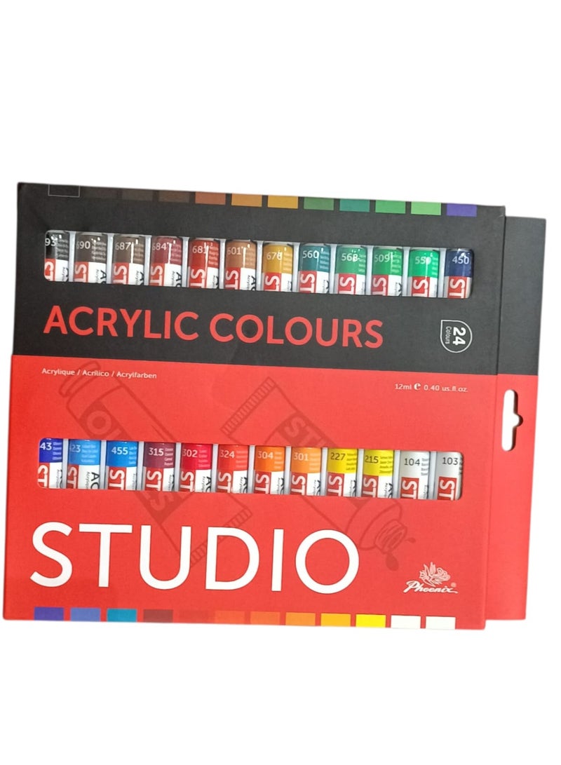 فينيكس مجموعة ألوان أكريليك من 24 قطعة متعدد الألوان - Image 1