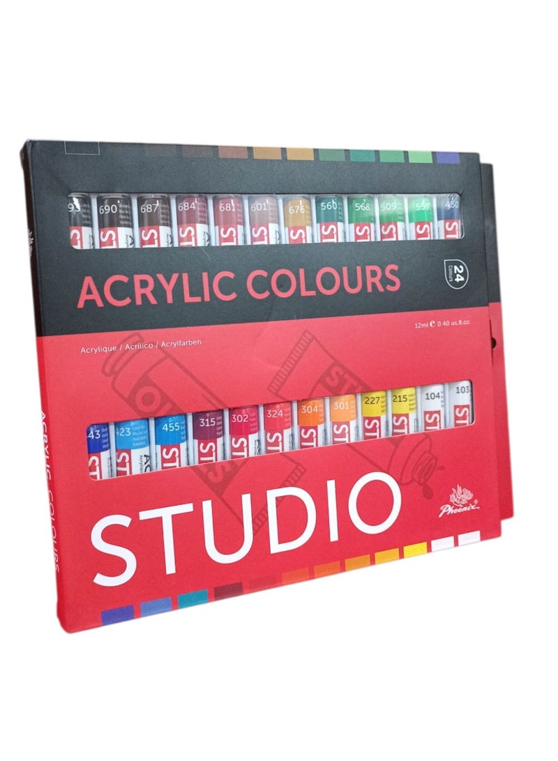 فينيكس مجموعة ألوان أكريليك من 24 قطعة متعدد الألوان - Image 2