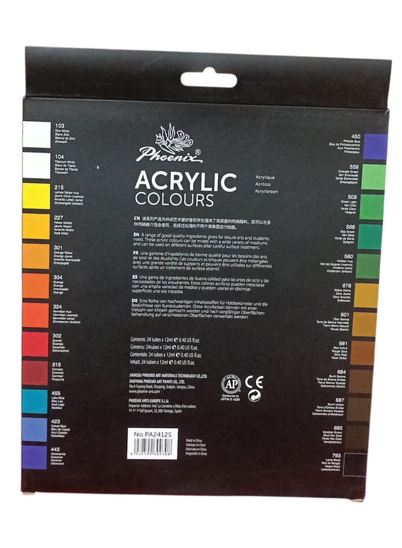 فينيكس مجموعة ألوان أكريليك من 24 قطعة متعدد الألوان - Image 3