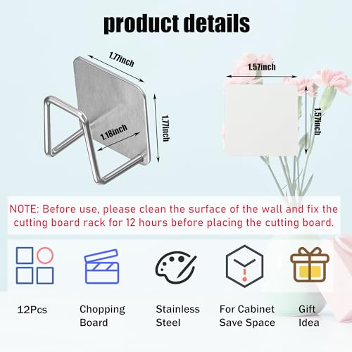 Aogigigio Under Cabinet Cutting Board Holder - 12 Pcs Pot Lid Organizer for Cabinet Cutting Board Holder Rack Storage Stainless Steel Under Shelf Counter Chopping Board Holder - Image 3