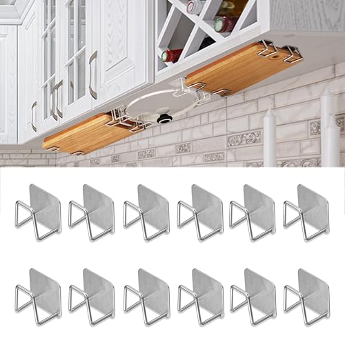 Aogigigio Under Cabinet Cutting Board Holder - 12 Pcs Pot Lid Organizer for Cabinet Cutting Board Holder Rack Storage Stainless Steel Under Shelf Counter Chopping Board Holder - Image 1