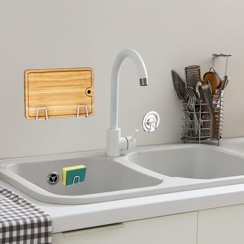 Aogigigio Under Cabinet Cutting Board Holder - 12 Pcs Pot Lid Organizer for Cabinet Cutting Board Holder Rack Storage Stainless Steel Under Shelf Counter Chopping Board Holder - Image 5