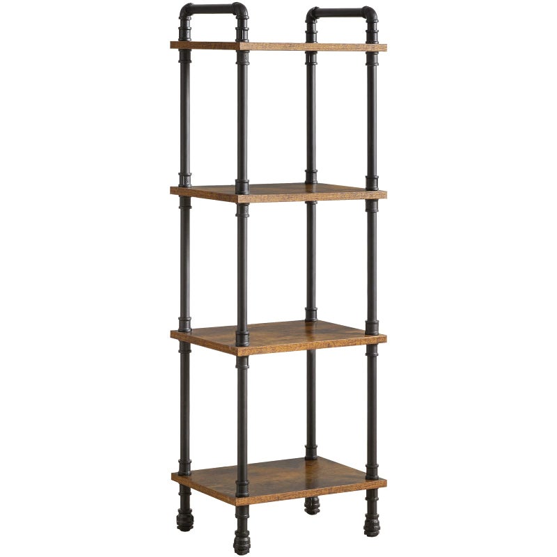 IBUYKE Industrial Pipe Ladder Shelf4Tier Vintage Style Book ShelfFree Standing UnitsDisplay Rack and Storage Organizer for Living RoomBedroomKitchenRustic Brown UTMJ404H