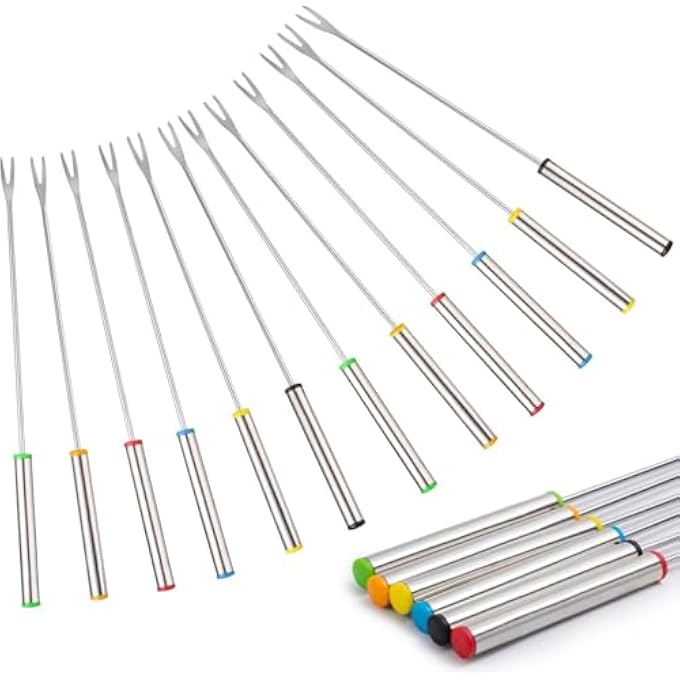 Unity Set Of 12 Stainless Steel Fondue Forks 95 Color Coded Cheese Fondue Forks Smores Sticks With Heat Resistant Handle For Roast Meat Chocolate Fountain Cheese Roast Marshmallows Dessert Fruits - Image 2