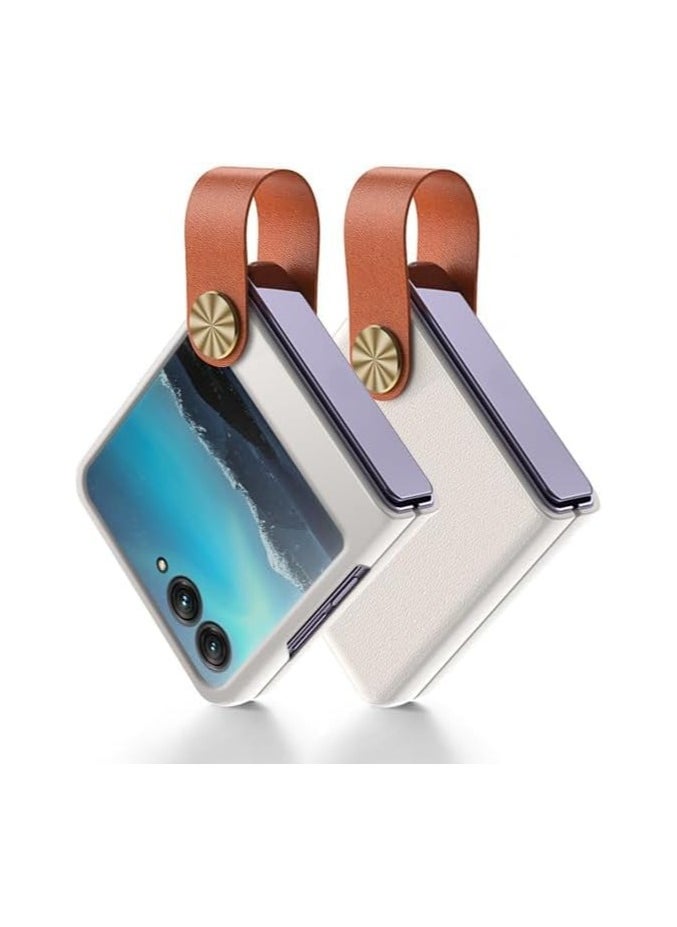 General - Compatible with the MOTOROLA Razr 50 Ultra case, the leather case with bracket strap is an ultra-thin drop-proof case for the Razr 50 Ultra - Image 1