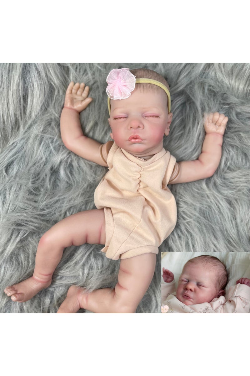 Painted Doll Kit 19 Inch Kit Reborn Romy 3D Painted Skin Doll With Rooted Eyelashes and Cloth Body U