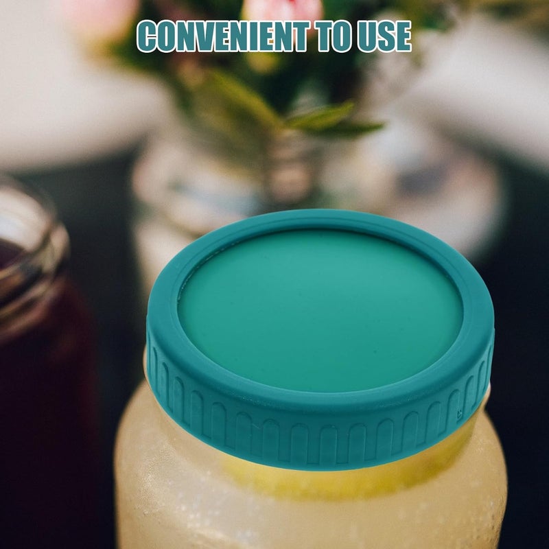 Homoyoyo Mason Jar Silicone Lid Replacement Set Wide Mouth Jar Lids with Sealing Ring Green for Leak-proof Storage and Canning - Image 5