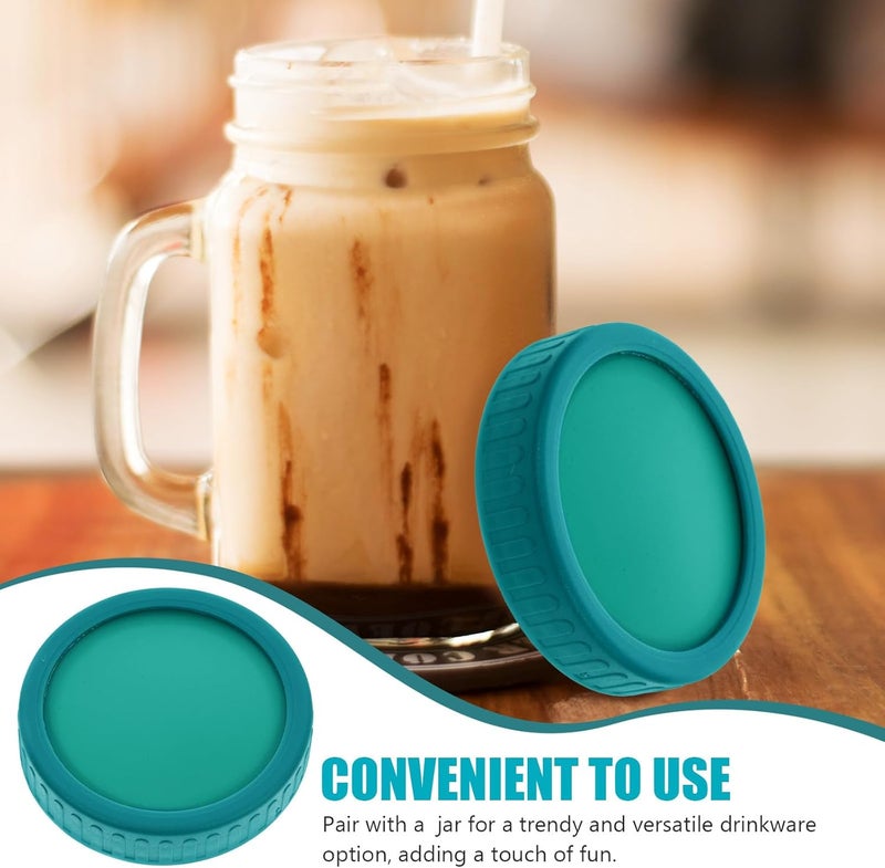 Homoyoyo Mason Jar Silicone Lid Replacement Set Wide Mouth Jar Lids with Sealing Ring Green for Leak-proof Storage and Canning - Image 3