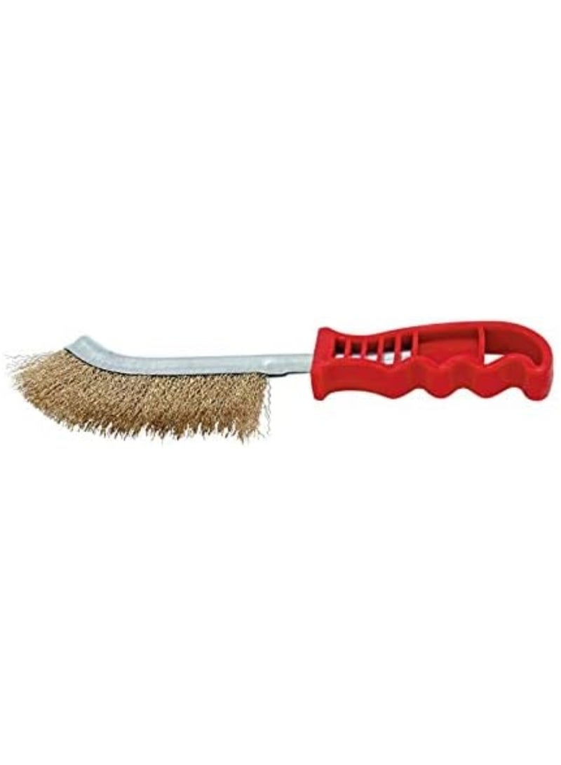 Simba Steel Coated Hand Brush Wire Brush With Pvc Handle For Cleaning Rust & Slag (Gold) - Image 2