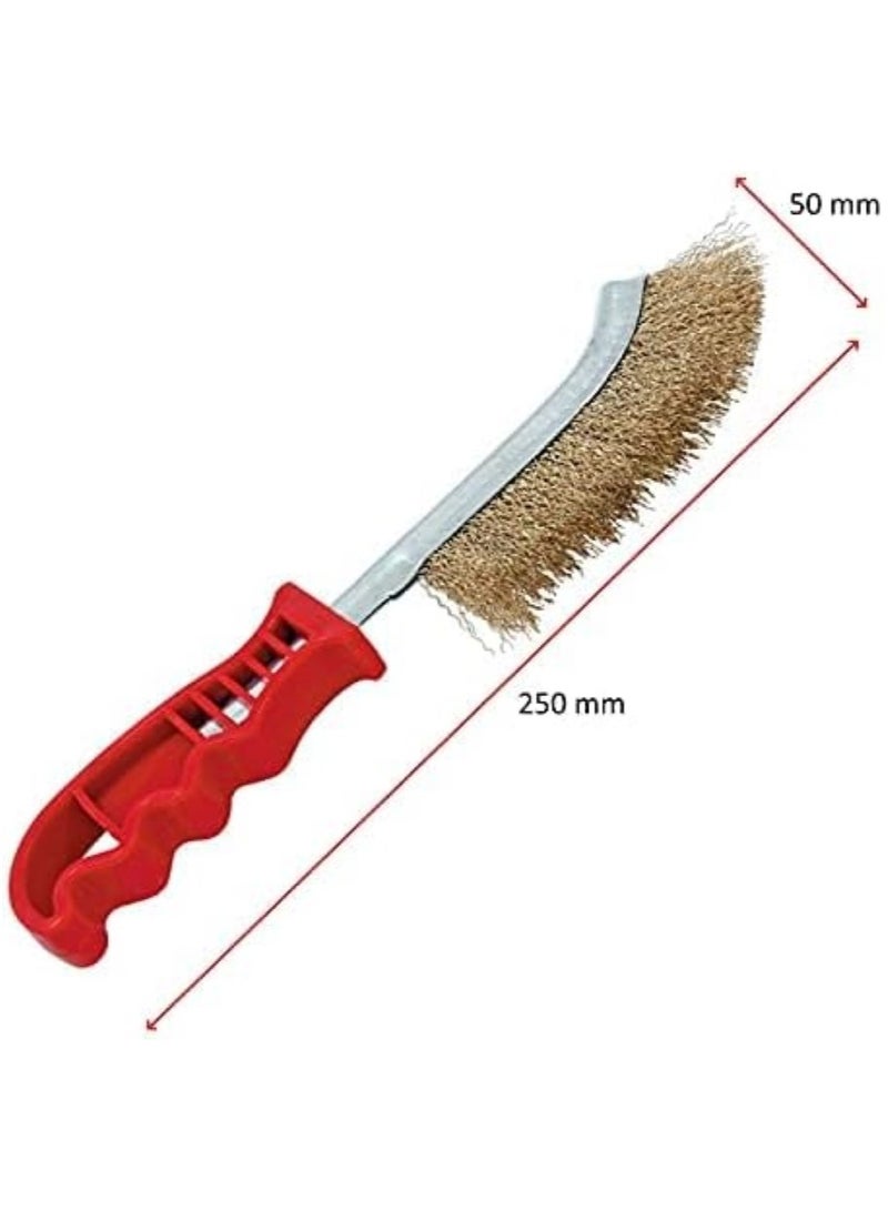 Simba Steel Coated Hand Brush Wire Brush With Pvc Handle For Cleaning Rust & Slag (Gold) - Image 3
