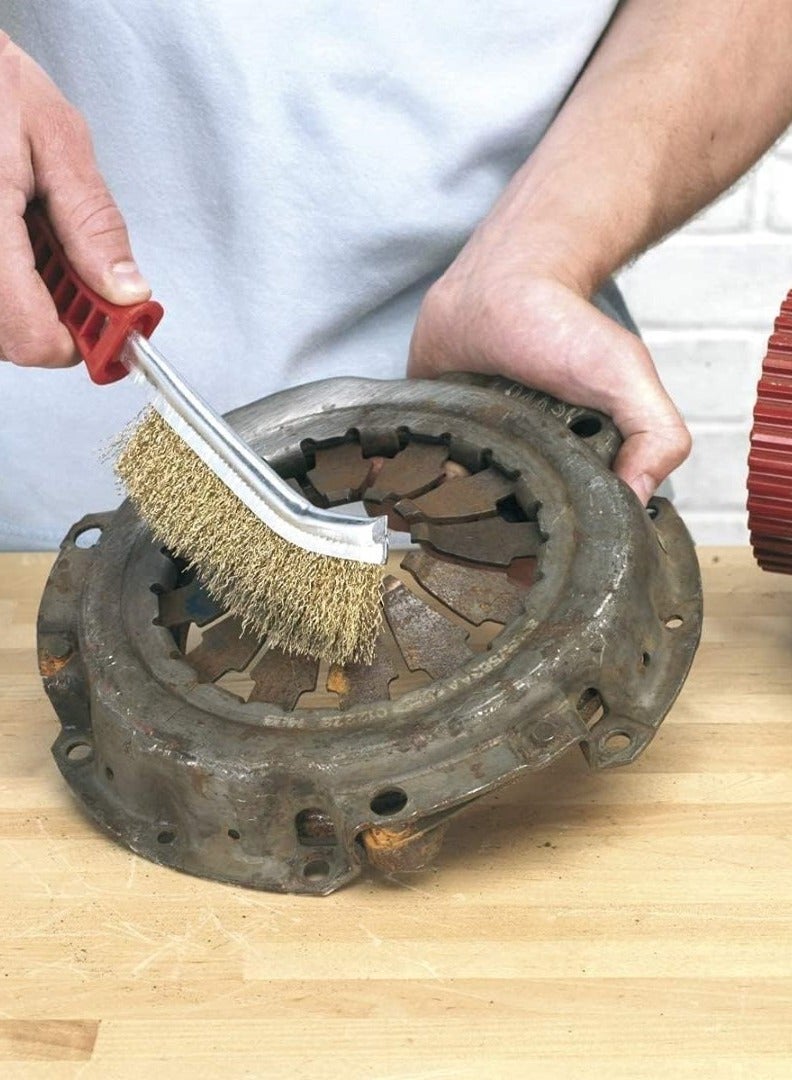 Simba Steel Coated Hand Brush Wire Brush With Pvc Handle For Cleaning Rust & Slag (Gold) - Image 5