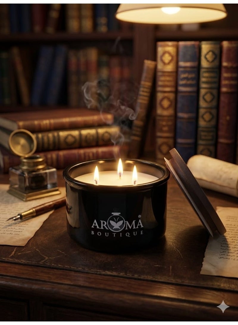 Aroma A Luxurious Fragranced Candle With An Attractive Scent  Three Wicks And a Wooden Lid - Image 2