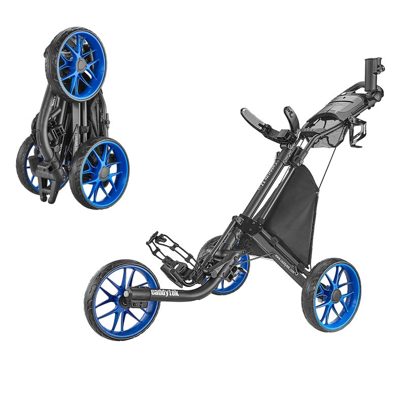 caddytek CaddyLite EZ Version 8 3 Wheel Golf Push Cart - Foldable Collapsible Lightweight Pushcart with Foot Brake - Easy to Open & Close, blue, one size - Image 1