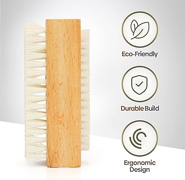 Winsome Wooden Nail Brush Doublesided Nail Cleaner with Plastic Bristles for Fingernail Toenail Cleaning and Scrubbing Pack of 2 - Image 3