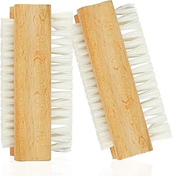 Winsome Wooden Nail Brush Doublesided Nail Cleaner with Plastic Bristles for Fingernail Toenail Cleaning and Scrubbing Pack of 2 - Image 1