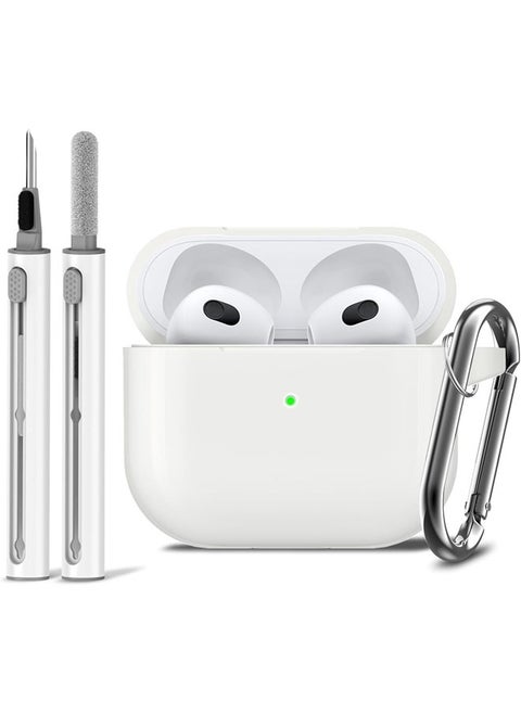 غطاء لحافظة AirPods 4 مع مجموعة تنظيف، غطاء سيليكون ناعم لحماية AirPods 4 مع سلسلة مفاتيح (شفاف)