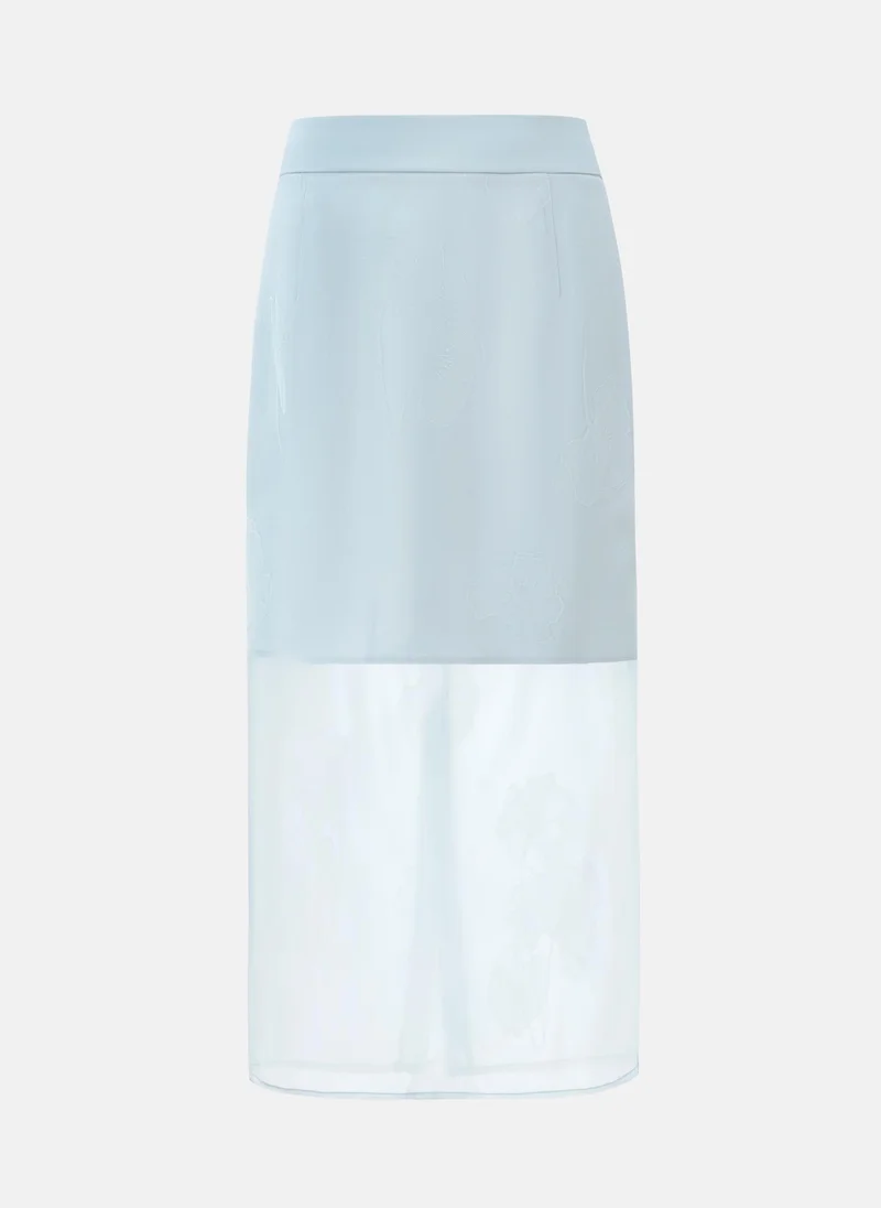 Lichi Semi-transparent midi skirt with floral pattern