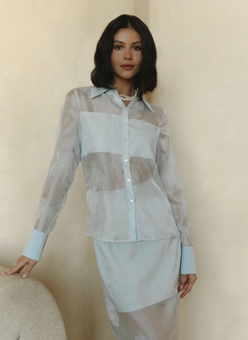 Lichi  Semi-transparent midi skirt with floral pattern for Women | Best Price UAE