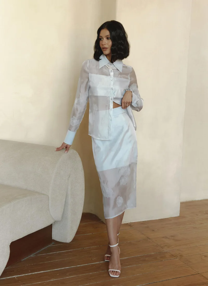Lichi  Semi-transparent midi skirt with floral pattern for Women | Best Price UAE