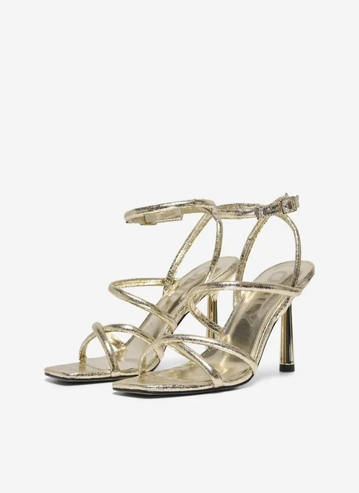 ONLY Onlamina-1 Pu Ankle Strap Heeled Sandals