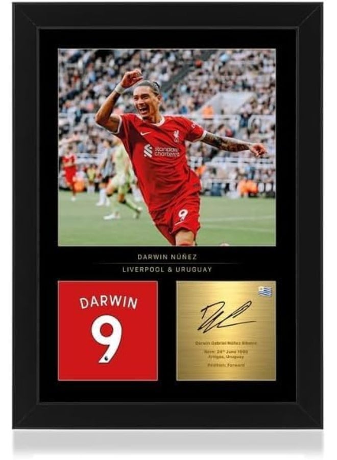 Emoda Home Trove  Darwin Nunez A4 Framed Photo Display - Reproduced Digital Signature - Gift For Liverpool Fans - Image 1