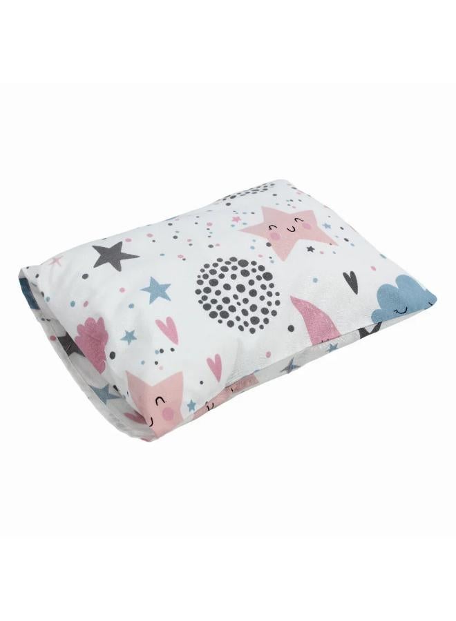 Berceau Baby Pillow with Pillowcase – Off White  with Stars, Moon & Clouds Design - Image 1