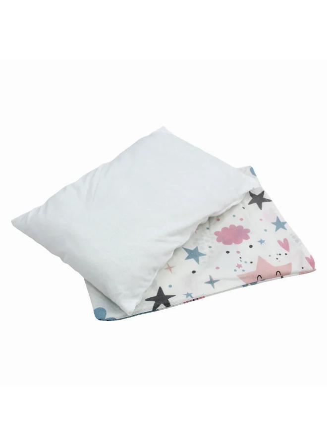 Berceau Baby Pillow with Pillowcase – Off White  with Stars, Moon & Clouds Design - Image 3