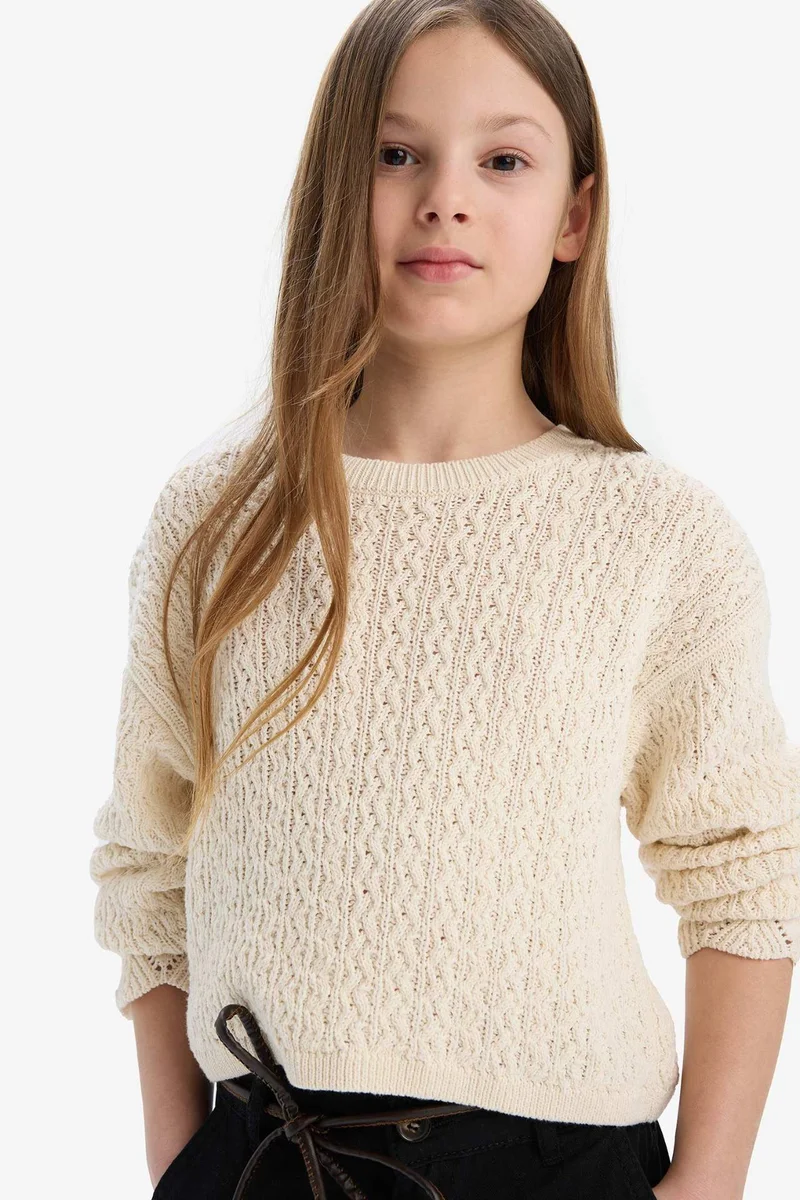 ديفاكتو Girl Standard Fit Crew Neck Pullover