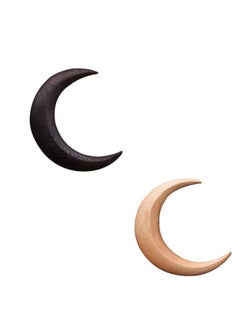 klarako Hand Carved Crescent Moon Hair Barrettes, Wood Moon Hair Pins for Women Wooden Hair Comb Thick Hair Styling Tool Accessories (4.3in, BK&LB)  - Image 1