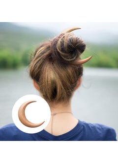 klarako Hand Carved Crescent Moon Hair Barrettes, Wood Moon Hair Pins for Women Wooden Hair Comb Thick Hair Styling Tool Accessories (4.3in, BK&LB)  - Image 2