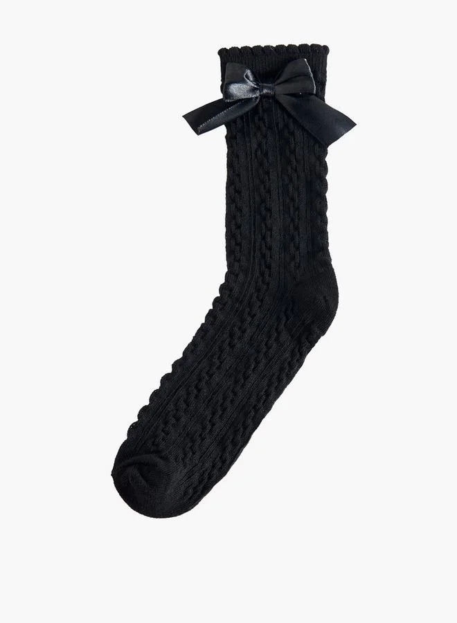 سيليست Pack Of 2 Girls Socks Mid-Calf Length With Bow Detail