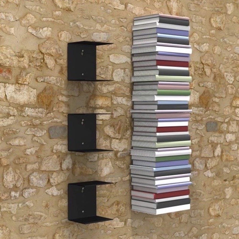 Go Hooked Go Hooked Heavy Duty Metal Wall Mounted Book Shelves for Study Room, Living Room and Bedrooms (3 Pcs) (Black)  - Image 3