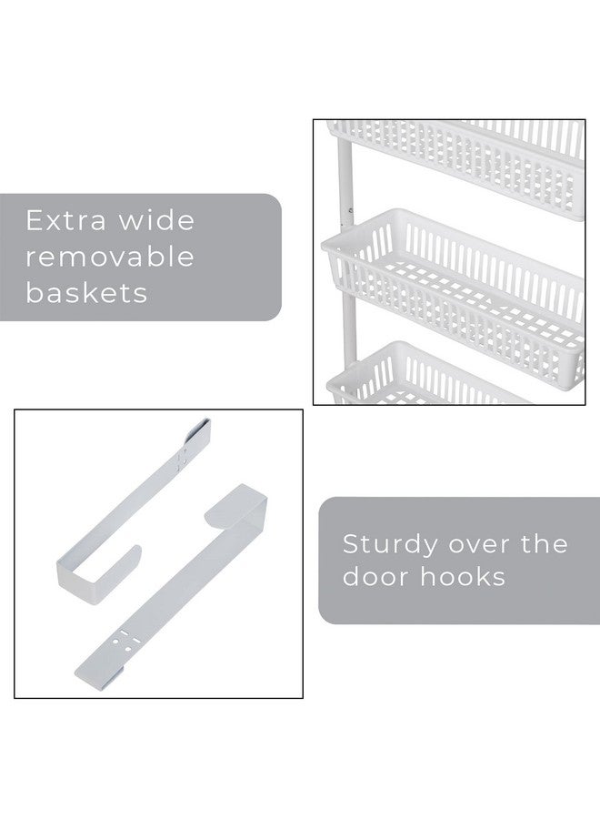 Smart Design Over-The-Door Organizer for Storage - Perfect for Pantry Organization, Bedroom, Bathroom Storage, Playroom, or Kitchen - Adjustable Steel Frame with 6 Baskets & Wall Mount - White - Image 4
