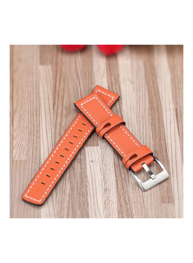 NIBEMINENT Leather Replacement Watch Strap For Huawei Gt 2 42mm / Honor Magic Orange - Image 1