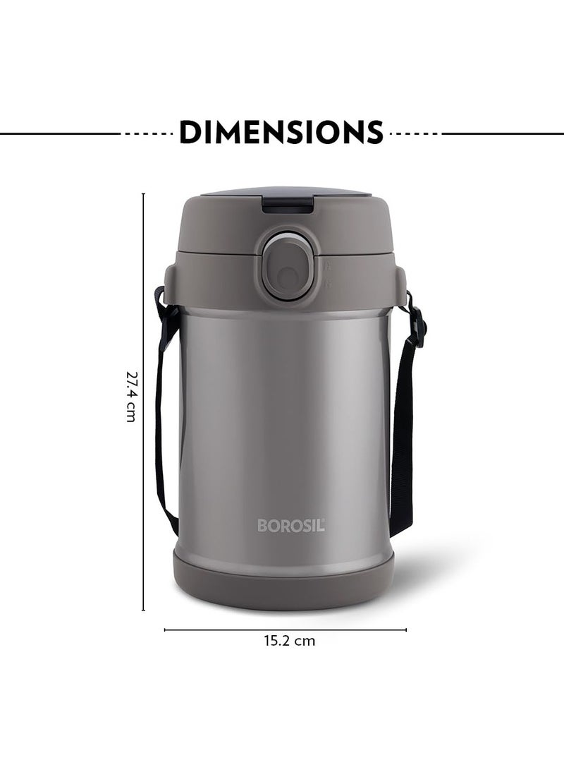 Borosil CarryMe Stainless Steel Lunch Box with Bag | 3 Pcs Set (320 ml x 2 + 600 ml x 1) | Insulated Lunch Box with Foldable Spoon | Keep Food Warms Up to 10 Hours | Grey  - Image 2