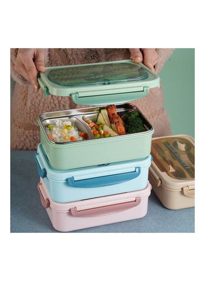Generic Lunch Box with Cutlery  304 Stainless Steel Bento Box with 3 Compartments for Adults Kids Green With Tableware Set  - Image 5