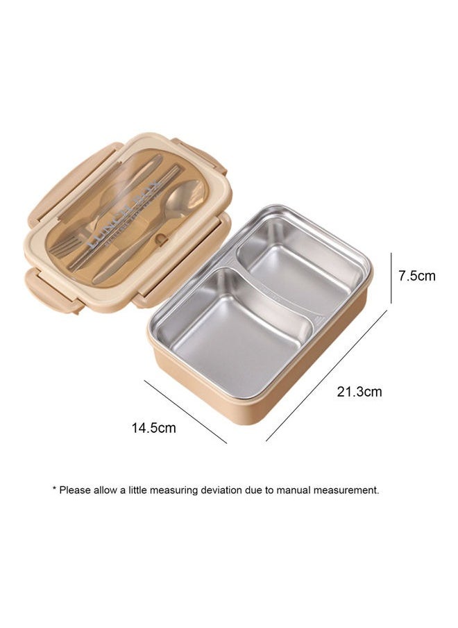 Generic Lunch Box with Cutlery  304 Stainless Steel Bento Box with 3 Compartments for Adults Kids Green With Tableware Set  - Image 3