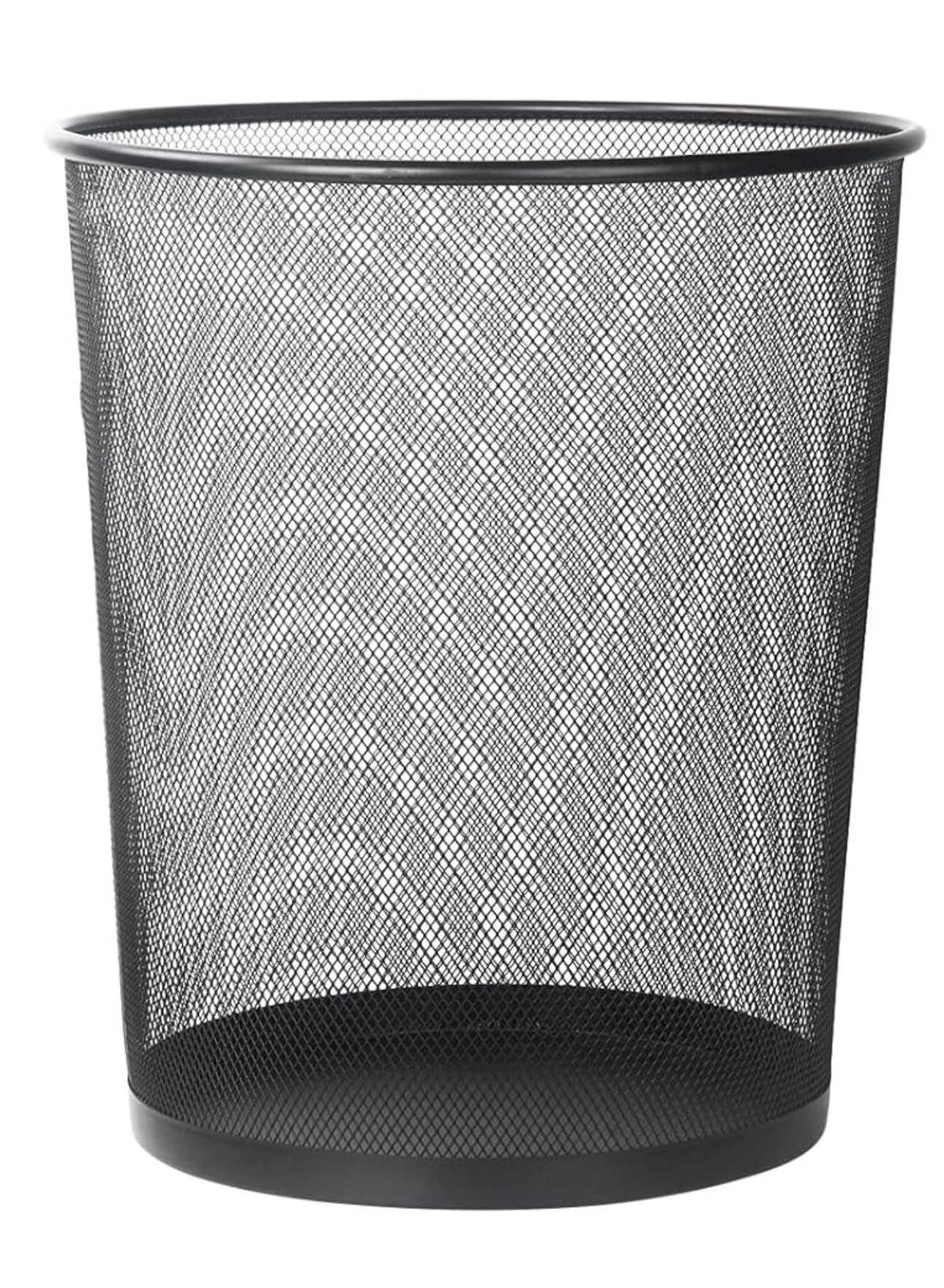 Metal Mesh Trash Can – Round Wastebasket for Office, Home, or Bathroom – Durable Steel Wire Garbage Bin with Ventilated Design – 27x24 CM (Black)