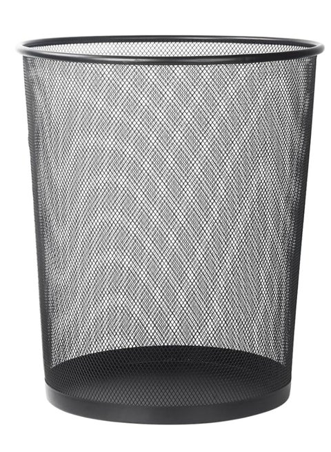 سلة مهملات شبكية معدنية سعة 18 لتر - سلة مهملات دائرية للمكتب أو المنزل أو الحمام - سلة مهملات متينة من أسلاك الفولاذ بتصميم جيد التهوية - 27 × 24 سم (أسود)