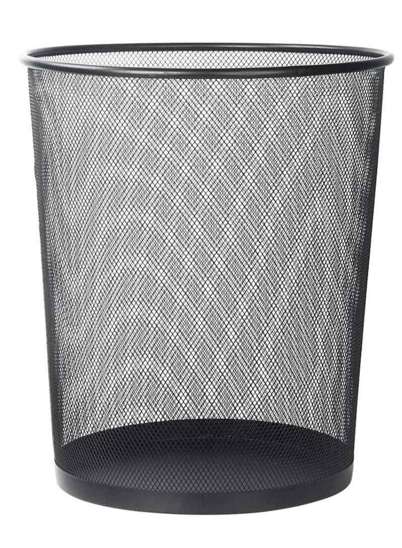 Zalcoon Metal Mesh Trash Can 10L – Round Wastebasket for Office, Home, or Bathroom – Durable Steel Wire Garbage Bin with Ventilated Design – 27x24 CM (Black) - Image 1