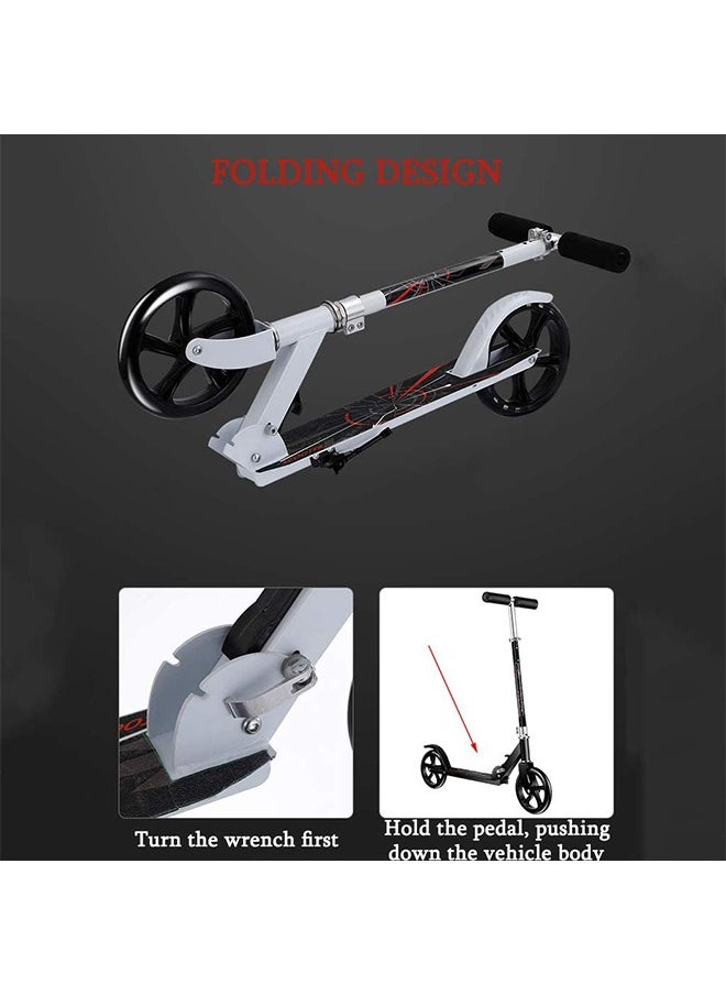 Generic - Generic Folding Kick Scooter With Big Wheels, 3-Level Height Handlebar Adjustable Scooter for Adults and Teens(White) - Image 1