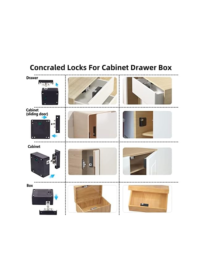 S-TOP Electronic Cabinet Lock,Kid Hidden Drawer Locks for Children, Hidden DIY Cabinet Lock with Slide Latch Lock for Double Door Cabinet Drawer Wooden Cupboard - Image 4
