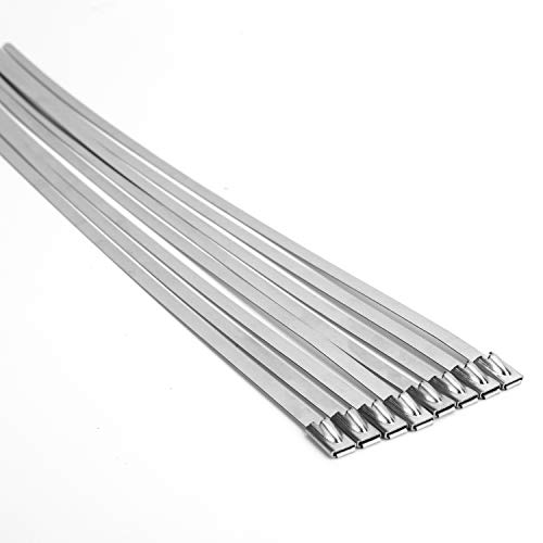 ZOOSUNX Metal Zip Ties (100PCS 11.8 Inch), 304 Stainless Steel, Heavy Duty Self-locking Cable Ties, for Exhaust Wrap, Chain Link Fence Parts, Heat Resistant Fencing Tie. for Pipe, Auto repair. - Image 2