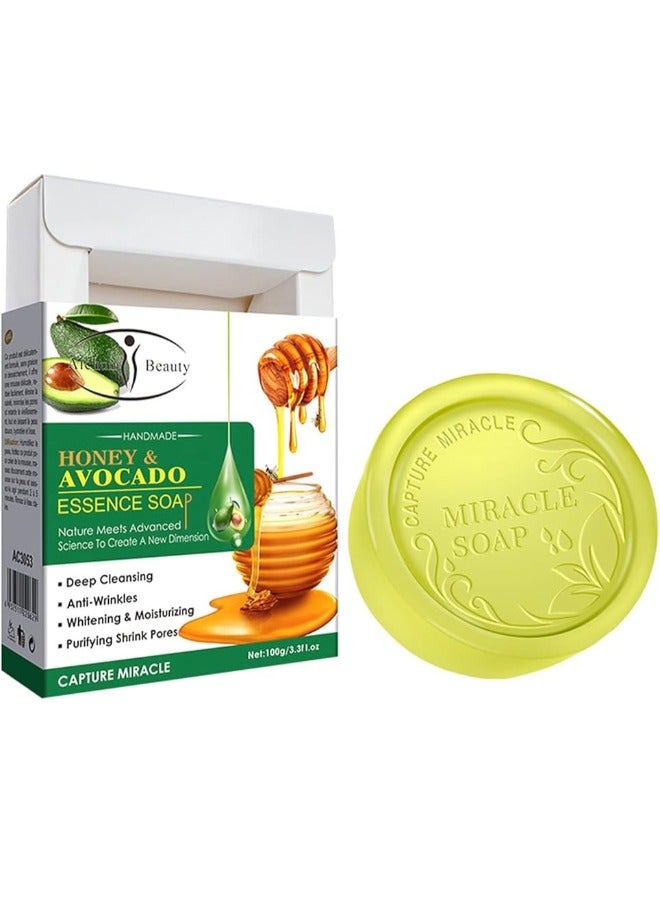 Taous Shea Butter Soap 140 Gm plus Aichun Beauty Handmade Honey And Avocado Essence Soap 100 Gm - Image 3