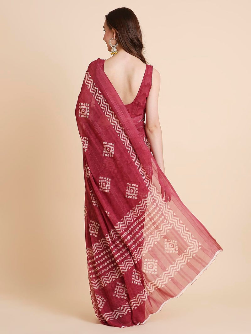 RATAN Women's Shimmer Georgette Batik Printed Saree with Printed Blouse Piece (BRBT-BP-21876_Dusty Pink) - Image 2