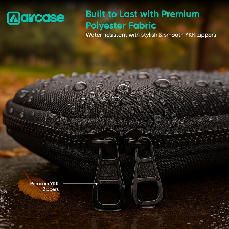 AirCase حقيبة رسائل لابتوب احترافية (حتى 15.6 بوصة) حقيبة مكتب متميزة للرجال والنساء | حقيبة كتف للسفر مع حزام عربة، وأقسام متعددة مبطنة وجيوب، بسحاب YKK (أسود) - Image 5