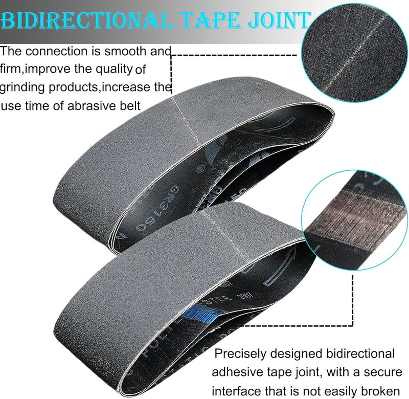 Tonmp 12 PCS 4 x 36 Inch Silicon Carbide Sanding Belts Assortment- 80, 120, 240, 400, 800, 1000 Grits Premium Sander Belts For Knife Sharpening and Metalworking - Image 3