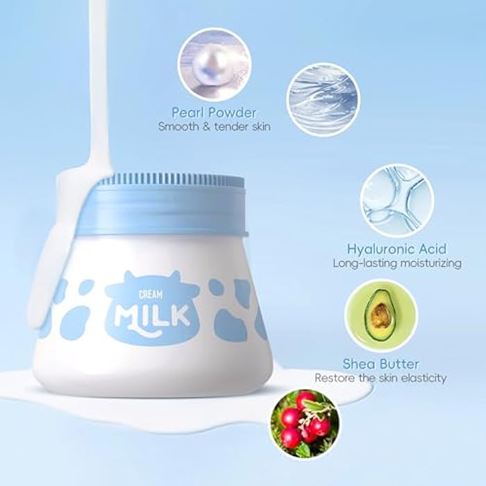 DLZZRS Face Milk Cream, Moisturizing Nourish Face Moisturizer Hydrating & Smooth Dry Skin, Day & Night Cream for Girl Women Beauty Moisturizer Daily Care Milk Facial Cream - Image 5