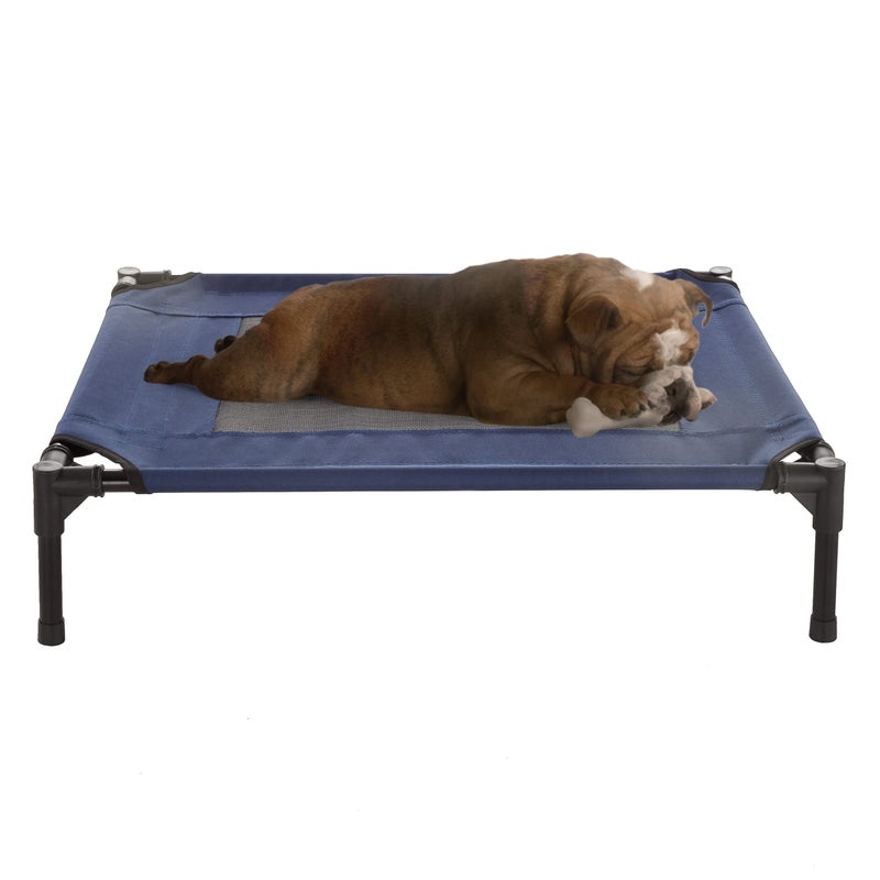 Elevated Dog Bed 30x24Inch Portable Pet Bed with NonSlip Feet IndoorOutdoor Dog Cot or Puppy Bed for Pets up to 50lbs by PETMAKER Blue