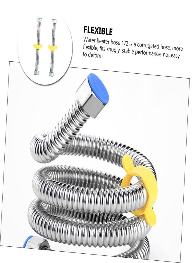 KONTONTY 2 قطعة من خرطوم سخان المياه المموج المرن المصنوع من الفولاذ المقاوم للصدأ خط إمداد خرطوم مياه شديد التحمل لإمداد المياه والاتصال بشكل موثوق - Image 3